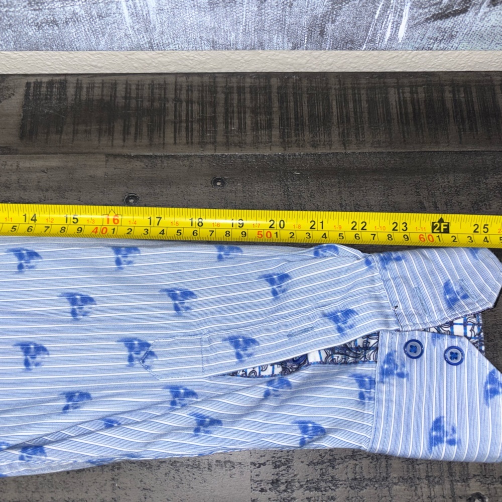 Robert Graham Hockney Cotton Stretch Skull Pinstripe Classic Fit Button Down SZM - Picture 12 of 13